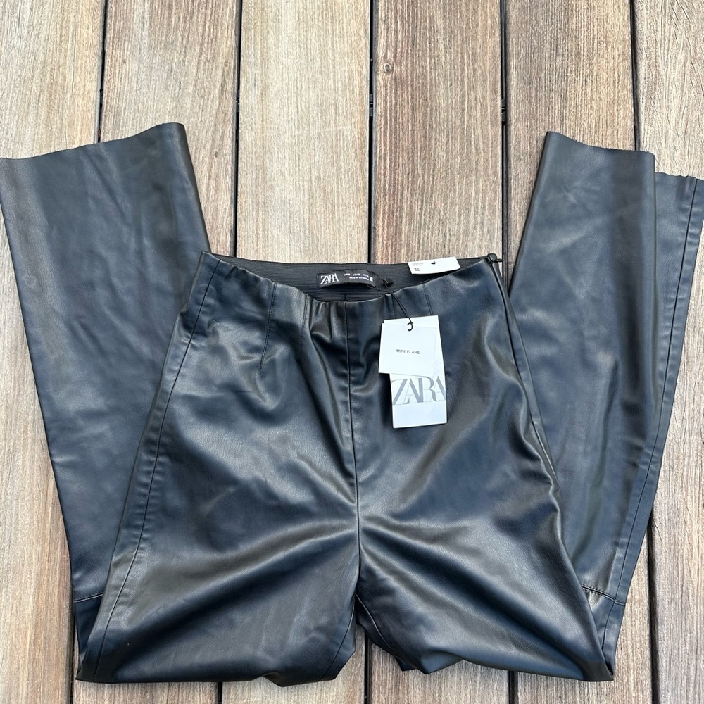 Zara High Waisted Faux Leather Pants